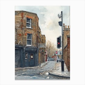 Islington London Borough   Street Watercolour 4 Canvas Print
