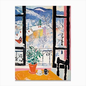 The Windowsill Of Innsbruck   Austria Snow Inspired By Matisse 2 Canvas Print
