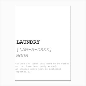 Laundry, Dictionary, Definition, Quote, Funny, Kitchen, Print Canvas Print