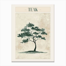 Teak Tree Minimal Japandi Illustration 1 Poster Canvas Print