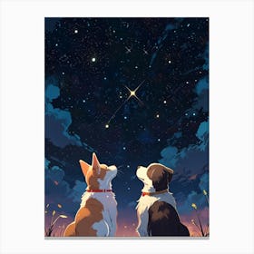 Two Dogs Looking At The Stars 7 Canvas Print