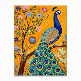 Kitsch Colourful Peacock 2 Canvas Print