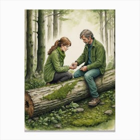 Man And Woman In The Woods Canvas Print