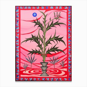 Pink And Red Plant Illustration Dracaena 2 Canvas Print