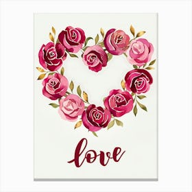 Roses In A Heart Canvas Print