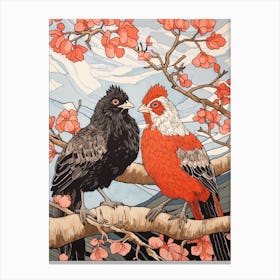Art Nouveau Birds Poster Chicken 3 Canvas Print