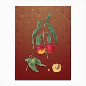 Vintage Walnut Peach Botanical on Falu Red Pattern n.1400 Canvas Print