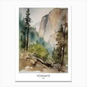 Yosemite Usa Watercolour Travel Poster 4 Canvas Print