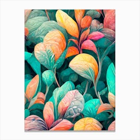 Colorful Leaves Seamless Pattern Canvas Print