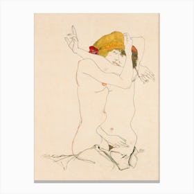 Two Women Embracing, Egon Schiele Canvas Print