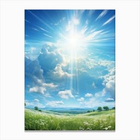 Capturing A Summers Day Where The Azure Sky Laden With Fluffy Clouds Shines Brilliantly Under The (1) Canvas Print