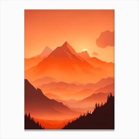 Misty Mountains Vertical Composition In Orange Tone 172 Canvas Print