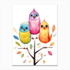 Colorful Birds On A Tree 1 Canvas Print
