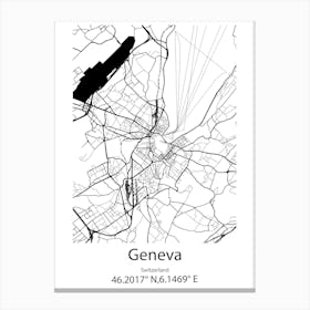 Geneva,Switzerland Minimalist Map Canvas Print