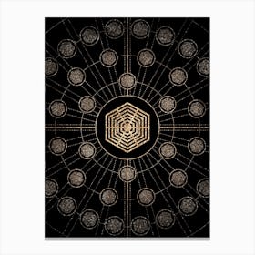 Geometric Glyph Radial Array in Glitter Gold on Black n.0368 Canvas Print