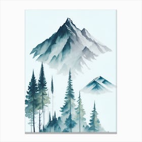 Mountain And Forest In Minimalist Watercolor Vertical Composition 75 Canvas Print