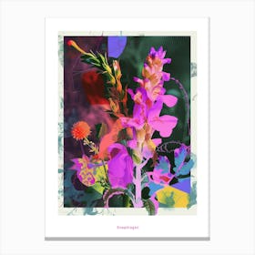 Snapdragon 1 Neon Flower Collage Poster Canvas Print