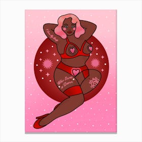 Who Gives A Damn Pink Haired Black Pin Up Canvas Print