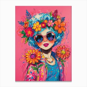 Girl With Flowers 2 Canvas Print