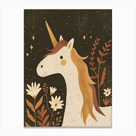 Unicorn With The Flowers Muted Pastels 1 Canvas Print