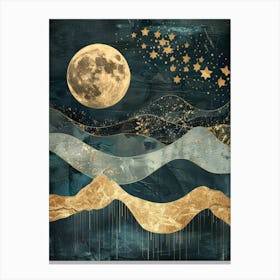 Moon And Stars Canvas Print