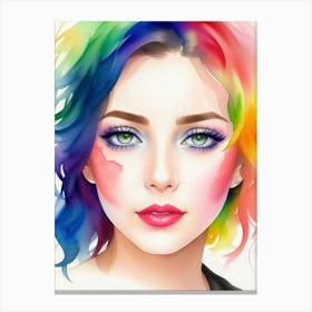 Girl With Colorful Hair Canvas Print