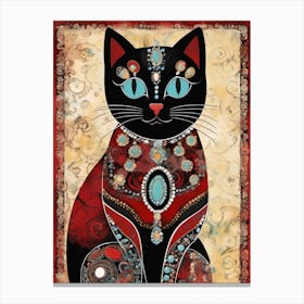 Turquoise Jewel Cat Canvas Print