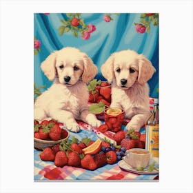 Puppies Picnic Kitsch 2 Canvas Print