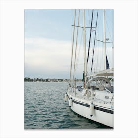 Sailboat in Croatian Harbor - Nautical Travel Photography 1 Canvas Print