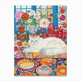 Tea Time With A Persian Cat 2 Canvas Print