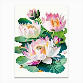 Lotus Flowers In Park Decoupage 5 Canvas Print