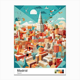 Madrid, Spain, Geometric Illustration 1 Poster Canvas Print