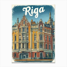 Aihrgdesign A Vintage Travel Poster Of Riga 3 Canvas Print