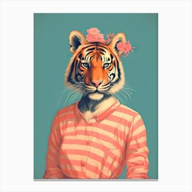 Tiger Illustrations Wearing A Summer Shirt 1 Canvas Print