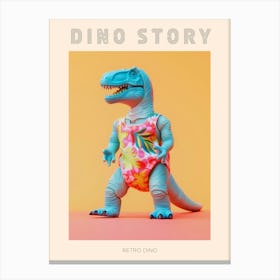 Pastel Toy Dinosaur In 80s Clothes 4 Poster Canvas Print