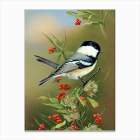 Carolina Chickadee Haeckel Style Vintage Illustration Bird Canvas Print