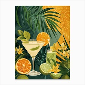 Orange & Lime Art Deco Inspired Cocktail 1 Canvas Print