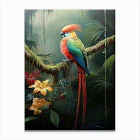Emerald Majesty: Quetzal Jungle Bird Decor Canvas Print