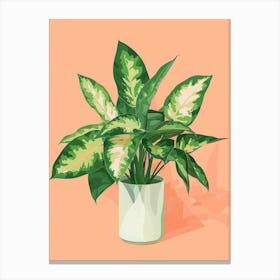 Dieffenbachia Plant Minimalist Illustration 7 Canvas Print