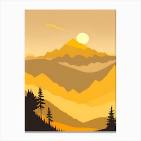 Misty Mountains Vertical Composition In Yellow Tone 20 Canvas Print