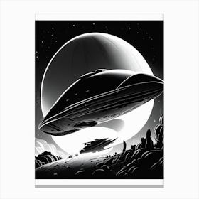 Spaceship Noir Comic Space Canvas Print