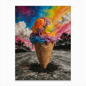 Rainbow Ice Cream Cone 4 Canvas Print