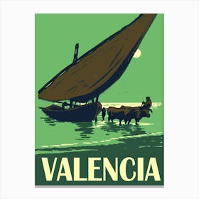 Valencia, Spain, Fishing Boat and Oxen Power Canvas Print