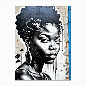 Vintage Graffiti Mural Of Beautiful Black Woman 107 Canvas Print