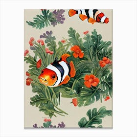 Clownfish Vintage Graphic Watercolour Canvas Print