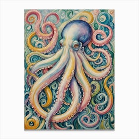 Whimsical Rainbow Octopus Canvas Print