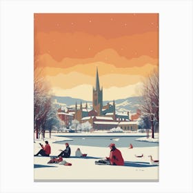 Vintage Winter Travel Illustration Inverness United Kingdom 2 Canvas Print