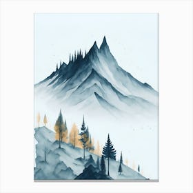Mountain And Forest In Minimalist Watercolor Vertical Composition 207 Canvas Print