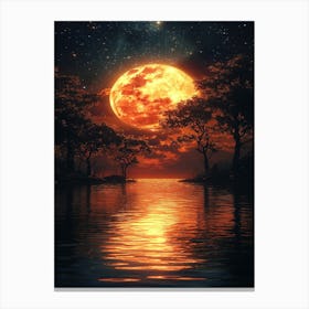 Full Moon Over Water 22 Canvas Print