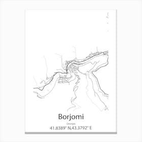 Borjomi,Georgia Minimalist Map Canvas Print